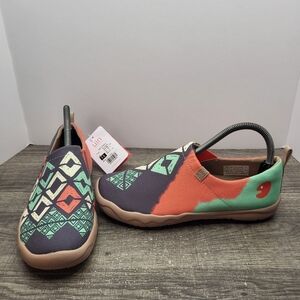 UIN Spirit Pattern Travel Slip On Flats Comfort Shoes Womens Size 7.5 New
